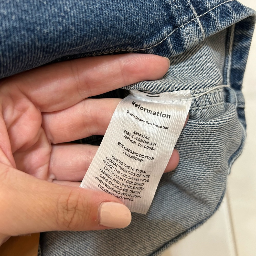 NWT Reformation Sunny Denim Crop Top - Picture 7 of 7